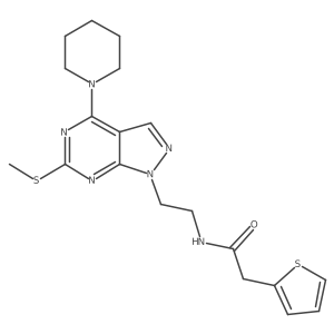 N-{2-[6-(methylsulfanyl)-4-(piperidin-1-yl)-1H-pyrazolo[3,4-d]pyrimidin-1-yl]ethyl}-2-(thiophen-2-yl)acetamide Structure