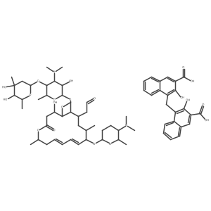 Leucomycin V, 9-O-(5-(dimethylamino)tetrahydro-6-methyl-2H-pyran-2-yl)-, (9(5S,6R))-, 4,4'-methylenebis(3-hydroxy-2-naphthalenecarboxylate) (1:1) (salt) Structure