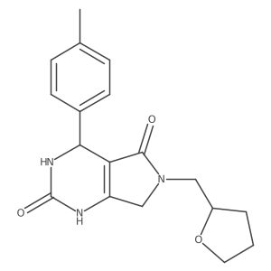 6-((tetrahydrofuran-2-yl)methyl)-4-(p-tolyl)-3,4,6,7-tetrahydro-1H-pyrrolo[3,4-d]pyrimidine-2,5-dione Structure