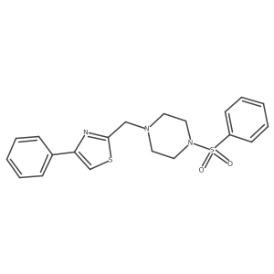 O=S(=O)(c1ccccc1)N1CCN(Cc2nc(-c3ccccc3)cs2)CC1结构式