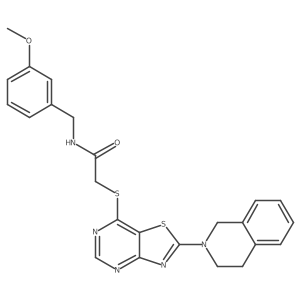2-((2-(3,4-dihydroisoquinolin-2(1H)-yl)thiazolo[4,5-d]pyrimidin-7-yl)thio)-N-(3-methoxybenzyl)acetamide结构式