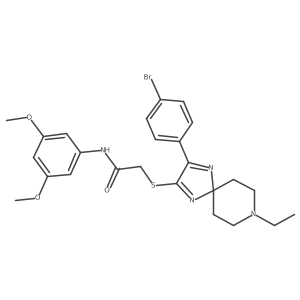 2-((3-(4-bromophenyl)-8-ethyl-1,4,8-triazaspiro[4.5]deca-1,3-dien-2-yl)thio)-N-(3,5-dimethoxyphenyl)acetamide Structure