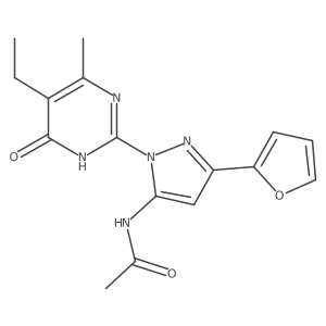 N-(1-(5-ethyl-4-methyl-6-oxo-1,6-dihydropyrimidin-2-yl)-3-(furan-2-yl)-1H-pyrazol-5-yl)acetamide Structure