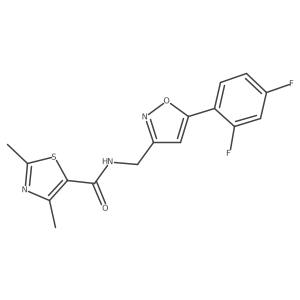 N-((5-(2,4-difluorophenyl)isoxazol-3-yl)methyl)-2,4-dimethylthiazole-5-carboxamide结构式
