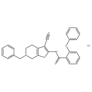 N-(6-benzyl-3-cyano-4,5,6,7-tetrahydrothieno[2,3-c]pyridin-2-yl)-2-phenoxybenzamide hydrochloride结构式