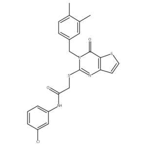 N-(3-chlorophenyl)-2-{[3-(3,4-dimethylbenzyl)-4-oxo-3,4-dihydrothieno[3,2-d]pyrimidin-2-yl]sulfanyl}acetamide结构式