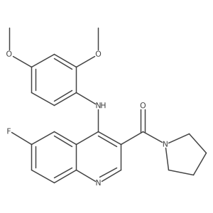{4-[(2,4-Dimethoxyphenyl)amino]-6-fluoroquinolin-3-yl}(pyrrolidin-1-yl)methanone Structure