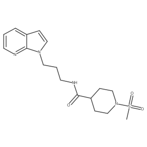 N-(3-(1H-pyrrolo[2,3-b]pyridin-1-yl)propyl)-1-(methylsulfonyl)piperidine-4-carboxamide结构式
