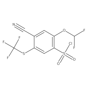 4-Cyano-2-(difluoromethoxy)-5-((trifluoromethyl)thio)benzene-1-sulfonyl chloride结构式