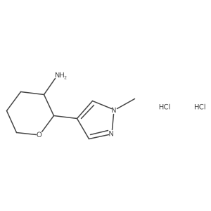 (2S,3R)-2-(1-Methylpyrazol-4-yl)oxan-3-amine;dihydrochloride结构式