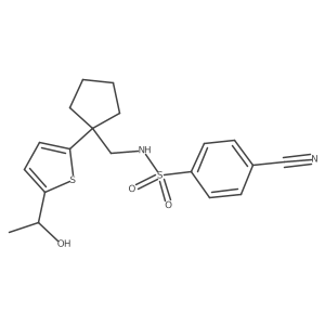 4-cyano-N-((1-(5-(1-hydroxyethyl)thiophen-2-yl)cyclopentyl)methyl)benzenesulfonamide Structure
