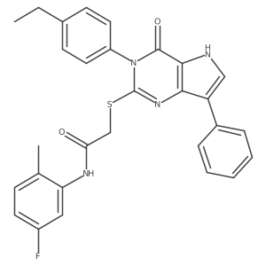 2-((3-(4-ethylphenyl)-4-oxo-7-phenyl-4,5-dihydro-3H-pyrrolo[3,2-d]pyrimidin-2-yl)thio)-N-(5-fluoro-2-methylphenyl)acetamide Structure