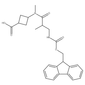 3-[3-({[(9H-fluoren-9-yl)methoxy]carbonyl}amino)-N,2-dimethylpropanamido]cyclobutane-1-carboxylic acid结构式