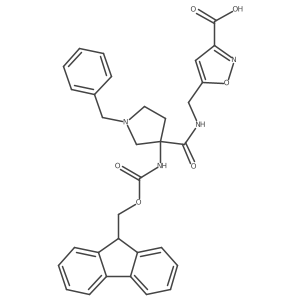 5-({[1-benzyl-3-({[(9H-fluoren-9-yl)methoxy]carbonyl}amino)pyrrolidin-3-yl]formamido}methyl)-1,2-oxazole-3-carboxylic acid Structure