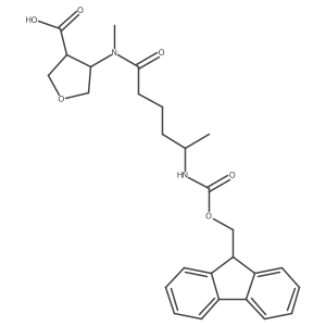 4-[5-({[(9H-fluoren-9-yl)methoxy]carbonyl}amino)-N-methylhexanamido]oxolane-3-carboxylic acid Structure