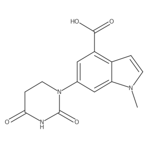 6-(2,4-dioxo-1,3-diazinan-1-yl)-1-methyl-1H-indole-4-carboxylic acid结构式