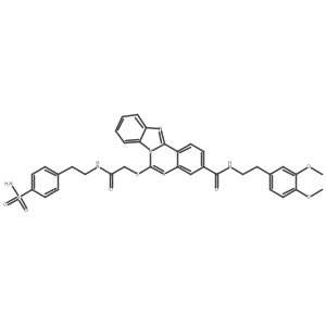 N-(3,4-dimethoxyphenethyl)-6-((2-oxo-2-((4-sulfamoylphenethyl)amino)ethyl)thio)benzo[4,5]imidazo[1,2-c]quinazoline-3-carboxamide结构式