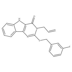 3-allyl-2-[(3-fluorophenyl)methylsulfanyl]-5H-pyrimido[5,4-b]indol-4-one Structure