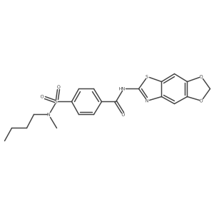 N-([1,3]dioxolo[4',5':4,5]benzo[1,2-d]thiazol-6-yl)-4-(N-butyl-N-methylsulfamoyl)benzamide结构式