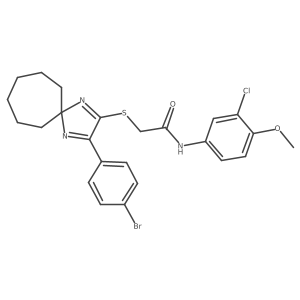 2-{[3-(4-Bromophenyl)-1,4-diazaspiro[4.6]undeca-1,3-dien-2-YL]sulfanyl}-N-(3-chloro-4-methoxyphenyl)acetamide结构式