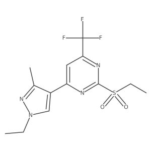 4-(1-ethyl-3-methyl-1H-pyrazol-4-yl)-2-(ethylsulfonyl)-6-(trifluoromethyl)pyrimidine结构式