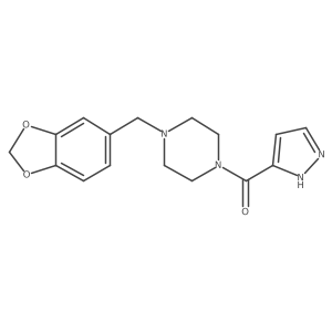 1-(1,3-benzodioxol-5-ylmethyl)-4-(1H-pyrazol-3-ylcarbonyl)piperazine结构式