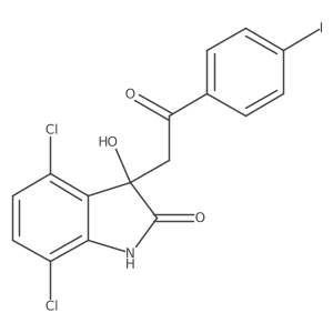 4,7-Dichloro-1,3-dihydro-3-hydroxy-3-[2-(4-iodophenyl)-2-oxoethyl]-2H-indol-2-one结构式