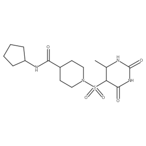 N-cyclopentyl-1-[(4-methyl-2,6-dioxo-1,3-diazinan-5-yl)sulfonyl]piperidine-4-carboxamide结构式