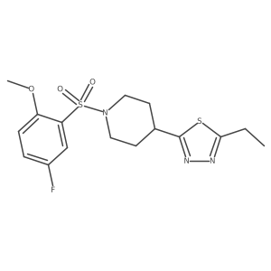 2-Ethyl-5-(1-((5-fluoro-2-methoxyphenyl)sulfonyl)piperidin-4-yl)-1,3,4-thiadiazole结构式