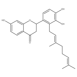4H-1-Benzopyran-4-one, 2-[2-(3,7-dimethyl-2,6-octadienyl)-3,4-dihydroxyphenyl]-2,3-dihydro-7-hydroxy-, [S-(E)]- Structure