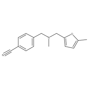 4-((Methyl((5-methylfuran-2-yl)methyl)amino)methyl)benzonitrile结构式