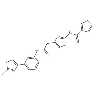 N-(4-(2-((3-(2-methylthiazol-4-yl)phenyl)amino)-2-oxoethyl)thiazol-2-yl)thiophene-3-carboxamide结构式