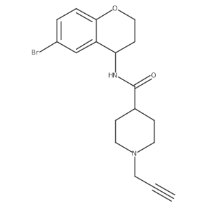 N-(6-bromo-3,4-dihydro-2H-1-benzopyran-4-yl)-1-(prop-2-yn-1-yl)piperidine-4-carboxamide结构式
