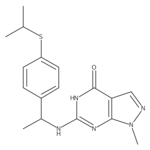 1-methyl-6-({1-[4-(propan-2-ylsulfanyl)phenyl]ethyl}amino)-1H,4H,5H-pyrazolo[3,4-d]pyrimidin-4-one Structure