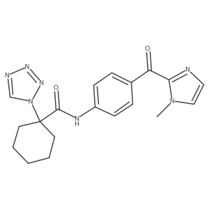 N-{4-[(1-methyl-1H-imidazol-2-yl)carbonyl]phenyl}-1-(1H-tetrazol-1-yl)cyclohexanecarboxamide结构式