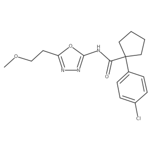 1-(4-chlorophenyl)-N-(5-(2-methoxyethyl)-1,3,4-oxadiazol-2-yl)cyclopentanecarboxamide结构式
