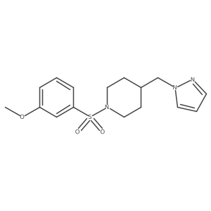 4-((1H-pyrazol-1-yl)methyl)-1-((3-methoxyphenyl)sulfonyl)piperidine结构式