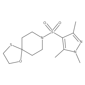 8-((1,3,5-trimethyl-1H-pyrazol-4-yl)sulfonyl)-1-oxa-4-thia-8-azaspiro[4.5]decane结构式