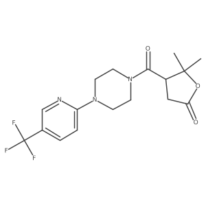 5,5-dimethyl-4-({4-[5-(trifluoromethyl)pyridin-2-yl]piperazin-1-yl}carbonyl)dihydrofuran-2(3H)-one Structure