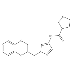 N-(1-((2,3-dihydrobenzo[b][1,4]dioxin-2-yl)methyl)-1H-pyrazol-4-yl)tetrahydrofuran-3-carboxamide Structure