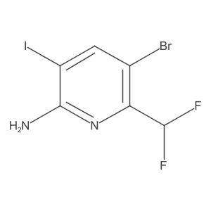5-Bromo-6-(difluoromethyl)-3-iodopyridin-2-amine结构式