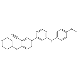 5-(4-((4-methoxyphenyl)amino)-1,3,5-triazin-2-yl)-2-((tetrahydro-2H-pyran-4-yl)oxy)benzonitrile Structure