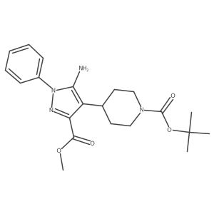 tert-butyl 4-[5-amino-3-(methoxycarbonyl)-1-phenyl-1H-pyrazol-4-yl]piperidine-1-carboxylate Structure