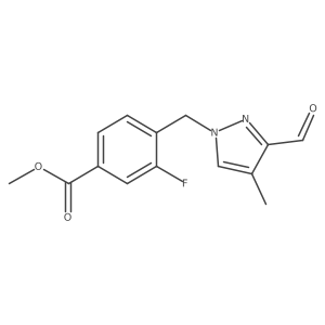 methyl 3-fluoro-4-[(3-formyl-4-methyl-1H-pyrazol-1-yl)methyl]benzoate结构式