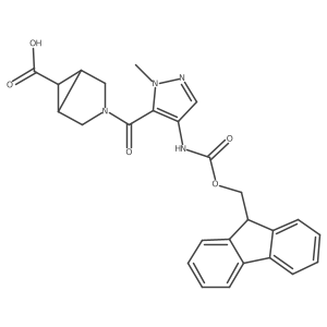 (1R,5S)-3-[4-({[(9H-fluoren-9-yl)methoxy]carbonyl}amino)-1-methyl-1H-pyrazole-5-carbonyl]-3-azabicyclo[3.1.0]hexane-6-carboxylic acid结构式