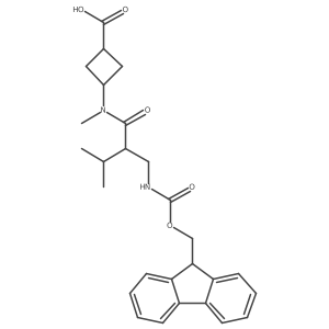 3-{2-[({[(9H-fluoren-9-yl)methoxy]carbonyl}amino)methyl]-N,3-dimethylbutanamido}cyclobutane-1-carboxylic acid结构式