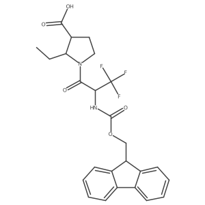 2-ethyl-1-[2-({[(9H-fluoren-9-yl)methoxy]carbonyl}amino)-3,3,3-trifluoropropanoyl]pyrrolidine-3-carboxylic acid结构式