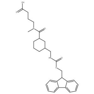 4-(1-{3-[({[(9H-fluoren-9-yl)methoxy]carbonyl}amino)methyl]cyclohexyl}-N-methylformamido)butanoic acid Structure
