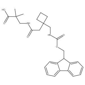 3-(2-{1-[({[(9H-fluoren-9-yl)methoxy]carbonyl}amino)methyl]cyclobutyl}acetamido)-2,2-dimethylpropanoic acid结构式