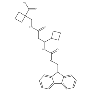 1-{[3-cyclobutyl-3-({[(9H-fluoren-9-yl)methoxy]carbonyl}amino)propanamido]methyl}cyclobutane-1-carboxylic acid Structure